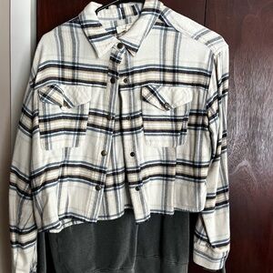 Cleo Cream and Black Plaid Casual Shirt